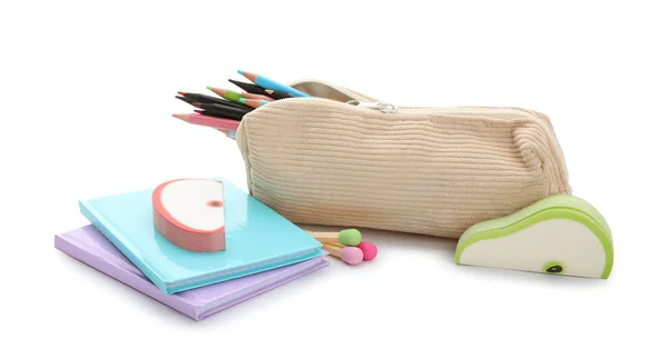 Notebooks School Stationery White Background — Stock Photo, Image
