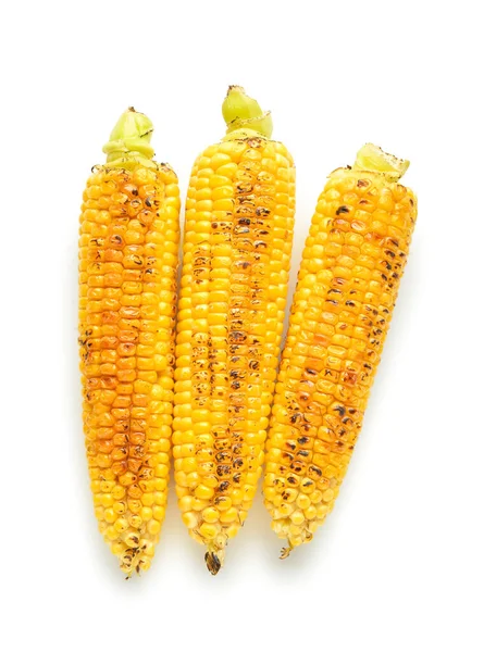 Вкусные Кукурузные Початки Белом Фоне — стоковое фото