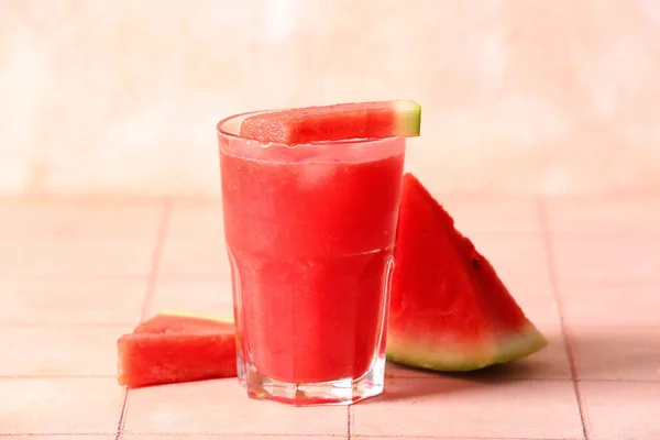 Glass Tasty Watermelon Fresh Table — Stock Photo, Image