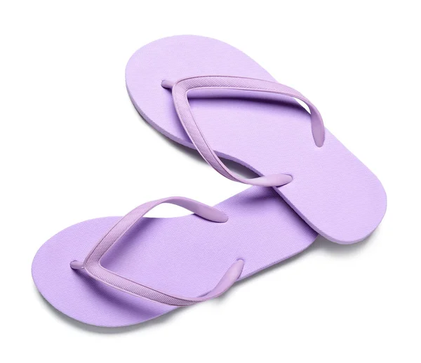 Pair Lilac Flip Flops White Background — Stock Photo, Image