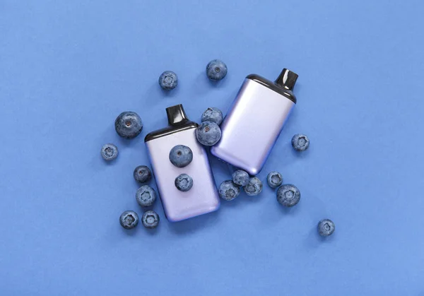 Electronic Cigarettes Blueberry Blue Background — Stock Photo, Image