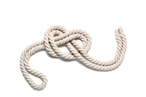 带白色背景结的绳子 — 图库照片