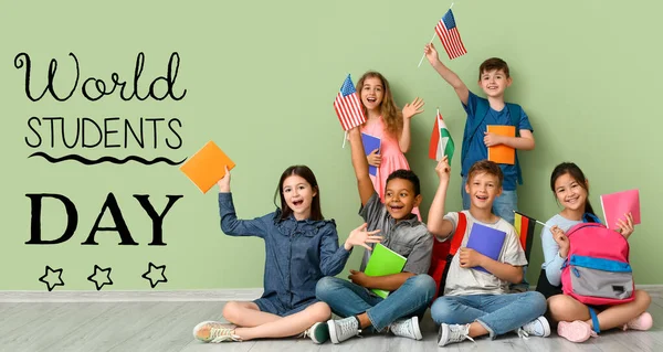 Karta Okolicznościowa Światowy Dzień Studentów Uczniami Szkoły Językowej — Zdjęcie stockowe