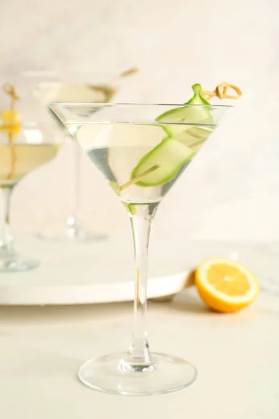 Glass Tasty Martini Lemon White Table — Stock Photo, Image