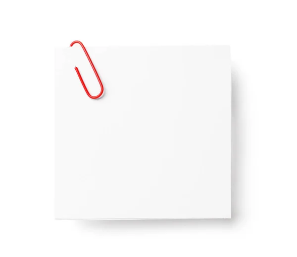 Sticky Note Paper Clip White Background — Stock Photo, Image