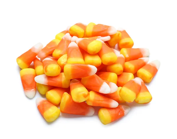 Ízletes Halloween Cukorka Kukorica Fehér Háttér — Stock Fotó