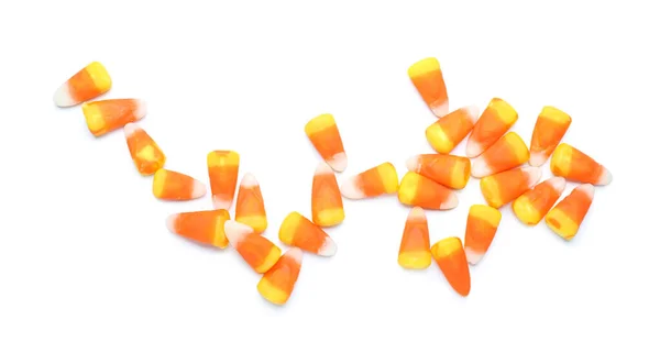 Smaklig Halloween Godis Corns Vit Bakgrund — Stockfoto