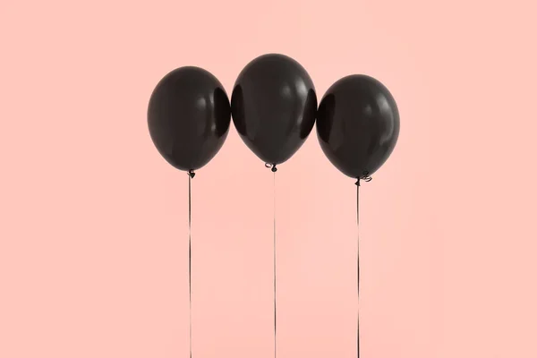 Balões Halloween Preto Fundo Bege — Fotografia de Stock