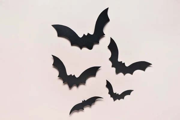 Murciélagos Papel Para Fiesta Halloween Sobre Fondo Gris —  Fotos de Stock