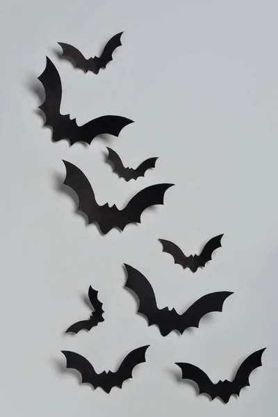 Papierowe Nietoperze Imprezę Halloween Niebieskim Tle — Zdjęcie stockowe