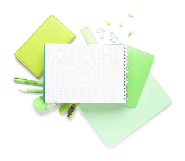 Samenstelling Met Kleurrijke Briefpapier Witte Achtergrond — Stockfoto