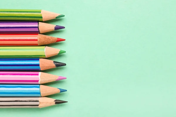 Row Different Pencils Color Background Closeup — Stock Photo, Image