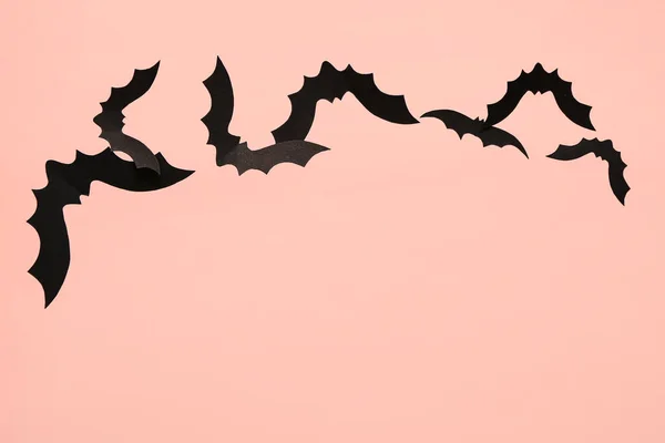 Χάρτινες Νυχτερίδες Για Αποκριάτικο Πάρτι Ροζ Φόντο — Φωτογραφία Αρχείου