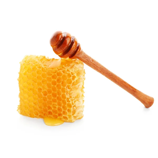 Sweet Honeycomb Dipper White Background — Stock Photo, Image
