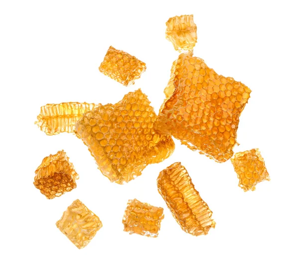 Flygande Söt Honeycombs Vit Bakgrund — Stockfoto