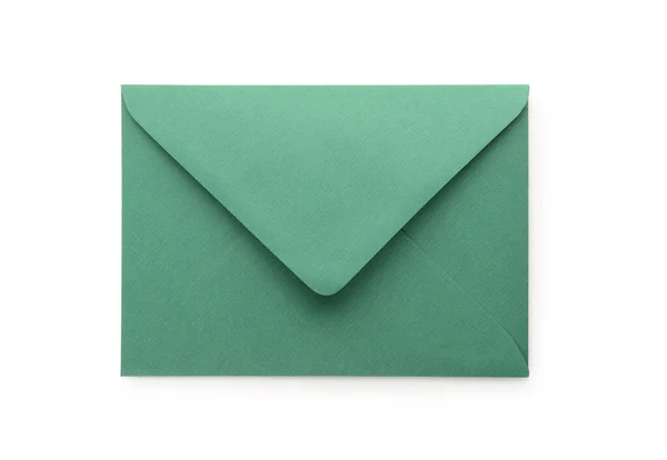 Green Paper Envelope Isolated White Background — Stock Photo, Image