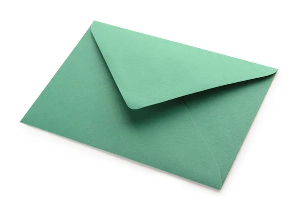 Envelope Papel Verde Isolado Sobre Fundo Branco — Fotografia de Stock