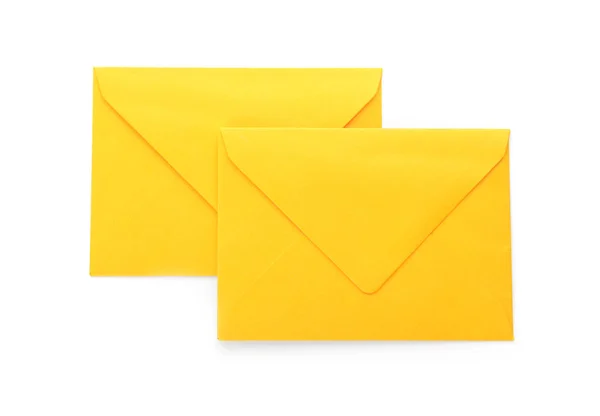 Yellow Envelopes Isolated White Background — Stock Photo, Image