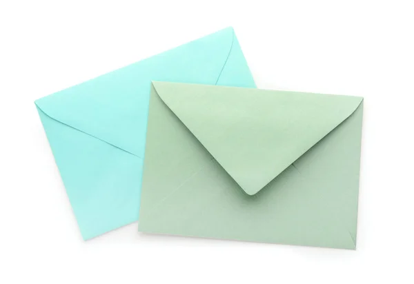 Deux Enveloppes Papier Sur Fond Blanc — Photo