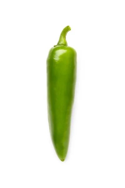 Zelený Chilli Pepř Bílém Pozadí — Stock fotografie