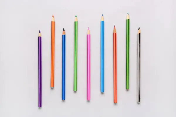 Összetétel Különböző Ceruzákkal Könnyű Háttéren — Stock Fotó