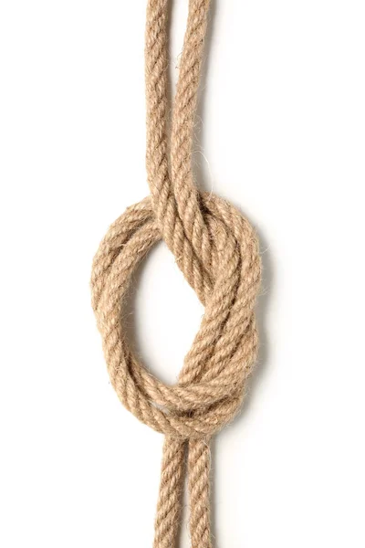 Seile Mit Knoten Auf Weißem Hintergrund — Stockfoto