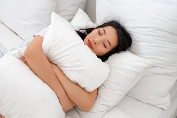 Beautiful Asian Woman Sleeping Bed — Foto Stock