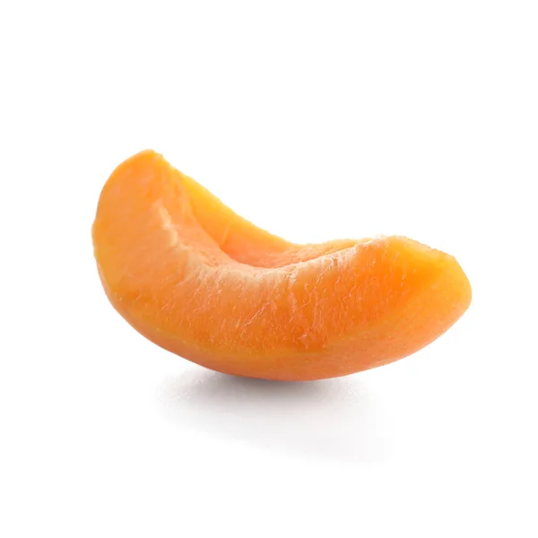 Piece Sweet Apricot White Background — Stock Photo, Image