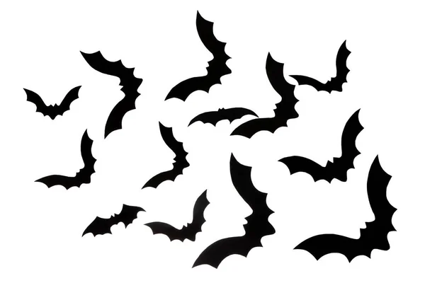 Papieren Vleermuizen Voor Halloween Feest Witte Achtergrond — Stockfoto