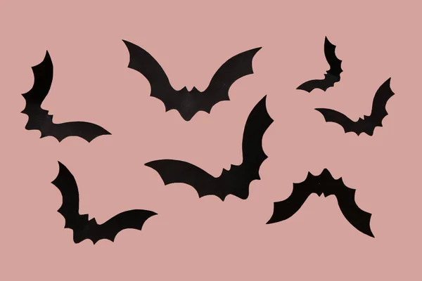 Papierowe Nietoperze Imprezę Halloween Różowym Tle — Zdjęcie stockowe
