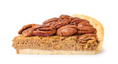 Dilim beyaz zemin üzerine lezzetli Cevizli pasta