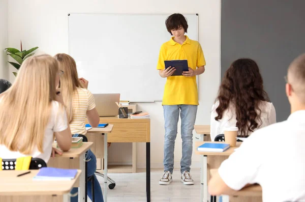 Group Students Having Lesson Classroom — Stock Photo, Image