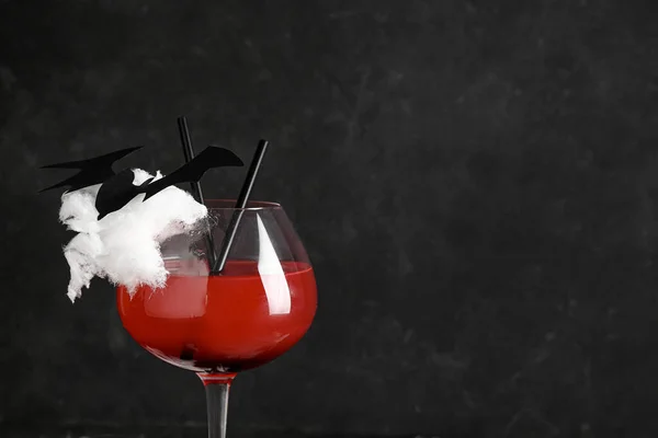 Glas Lekkere Margarita Cocktail Voor Halloween Zwarte Achtergrond — Stockfoto
