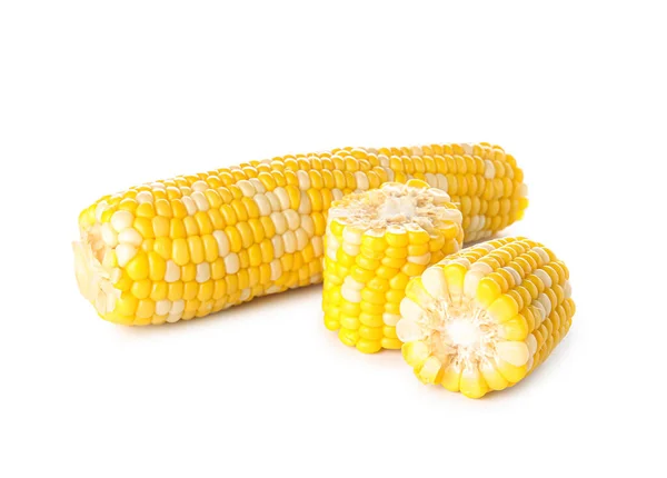 Főtt Kukorica Cobs Fehér Háttér — Stock Fotó