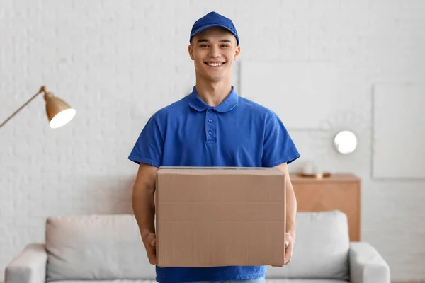 Young Courier Parcel Room — Stock Photo, Image