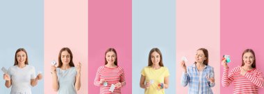 Farklı doğum kontrol yöntemleri olan bir grup genç kadın.