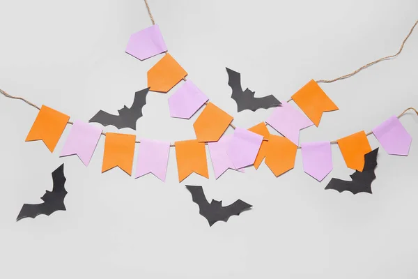 Guirnaldas Hechas Banderas Papel Murciélagos Para Celebración Halloween Sobre Fondo — Foto de Stock