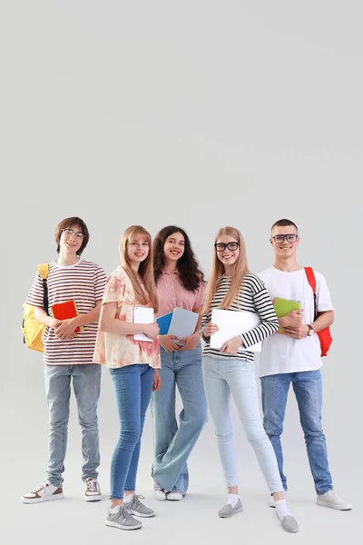 Group Students Light Background — Stock Photo, Image