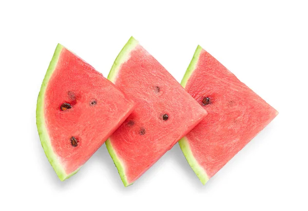 Pieces Ripe Watermelon White Background — Fotografia de Stock