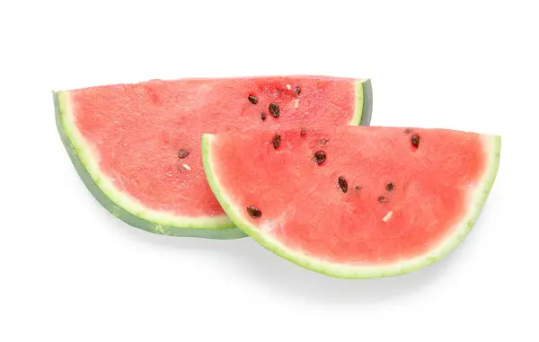 Pieces Ripe Watermelon White Background — Stock Photo, Image