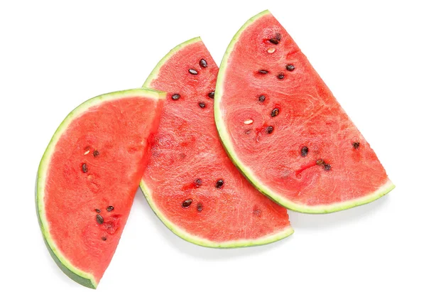 Pieces Fresh Ripe Watermelon White Background — Stock Photo, Image