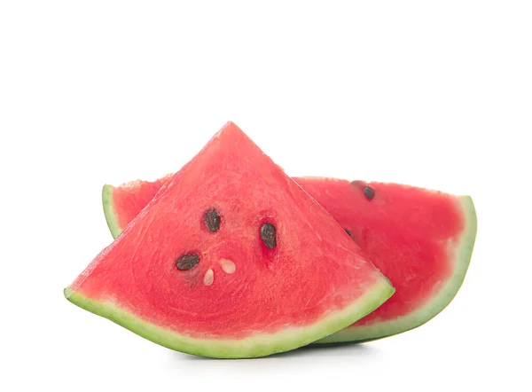 Pieces Ripe Watermelon White Background — ストック写真