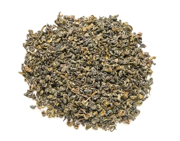 Heap Dry Green Tea White Background — Stock Photo, Image