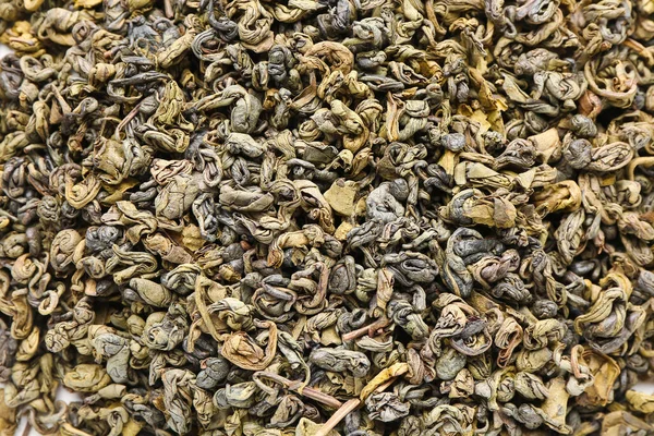 Dry Green Tea Leaves Background Closeup — Stock Photo, Image