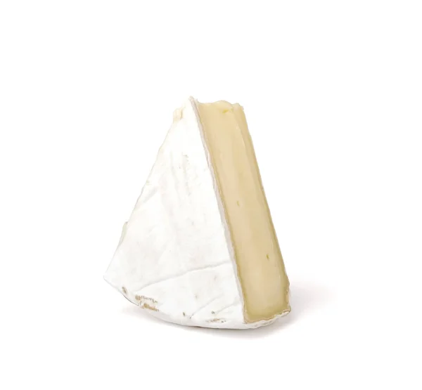 Stück Leckerer Camembert Käse Auf Weißem Hintergrund — Stockfoto