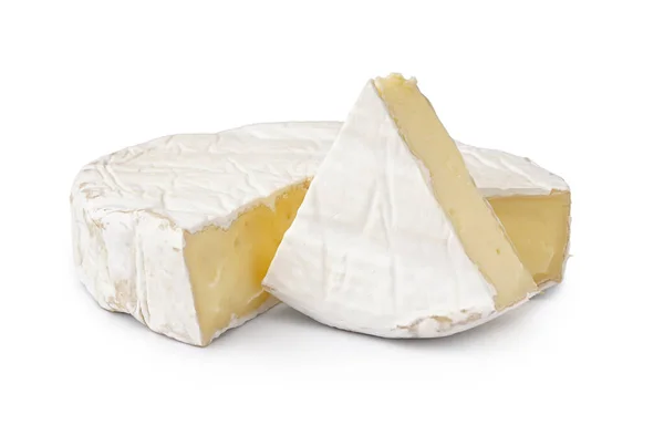 Κομμάτια Νόστιμου Τυριού Camembert Λευκό Φόντο — Φωτογραφία Αρχείου