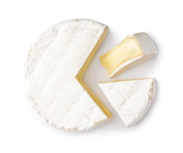 Κομμάτια Νόστιμου Τυριού Camembert Λευκό Φόντο — Φωτογραφία Αρχείου