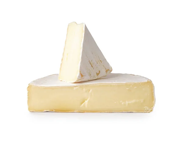 Pezzi Gustoso Formaggio Camembert Sfondo Bianco — Foto Stock
