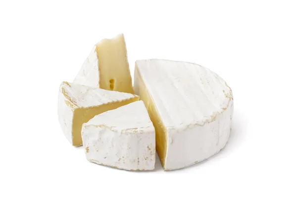 Cijfers Van Lekkere Camembert Kaas Witte Achtergrond — Stockfoto