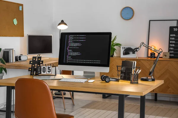 Programmer Workplace Computer Office — Stock Photo, Image